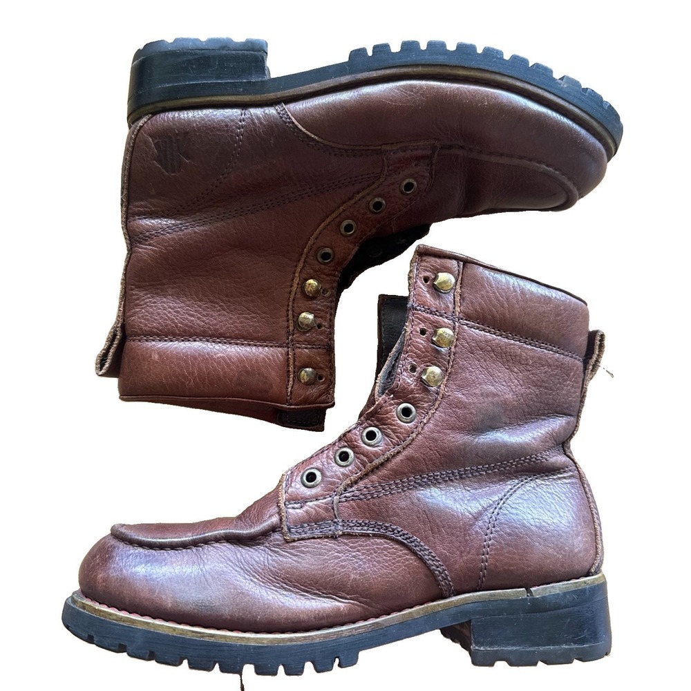 KLR Original Boots Men Size 8.5 Brown Leather Lace Up NO LACES